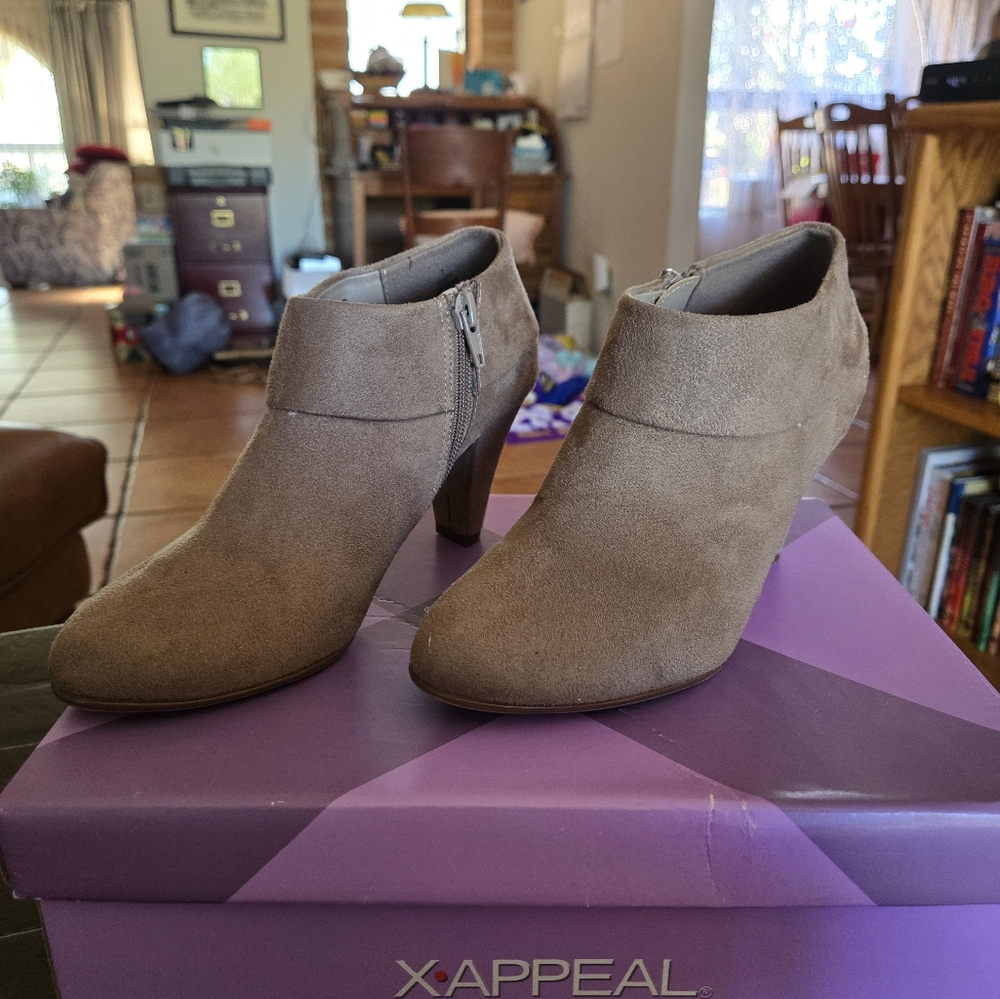 X-Appeal Taupe Suede Booties